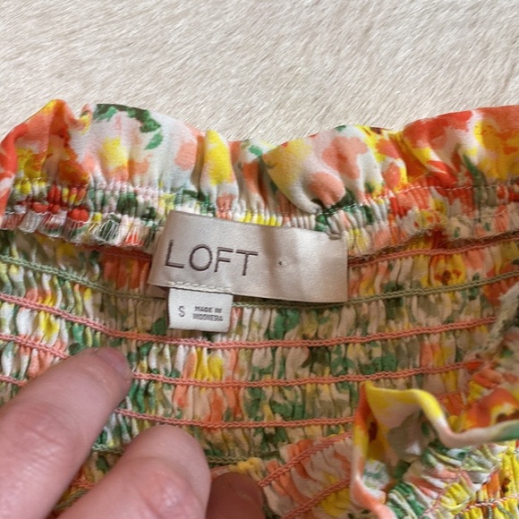 Ann Taylor Loft Buttercup Floral Smocked Yoke Blouse - Picture 9 of 9